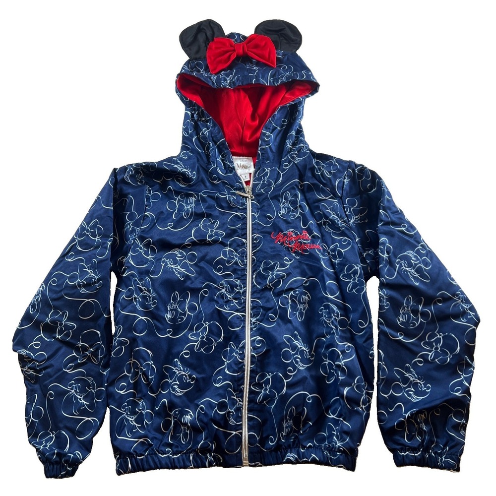 Disney Junior Minnie Minnie Mouse Hooded Full Zip Jacket 8 Blue  Red